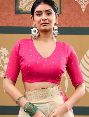 Off white tie and dye embroidered  chiffon designer bandhani saree 5