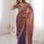 Purple embellished embroidered satin heavy work saree