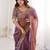 Purple embellished embroidered satin heavy work saree