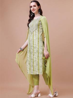 women floral printed mirror work kurta with trousers & with dupatta 7