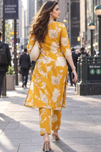 women floral printed regular kurta with trousers