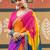 Multicolor tie and dye embroidered  chiffon designer bandhani saree