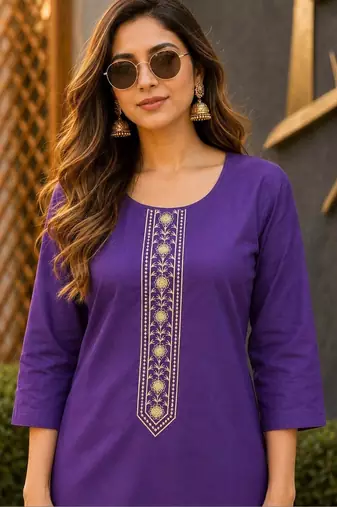 women ethnic motifs embroidered regular thread work kurta with trousers