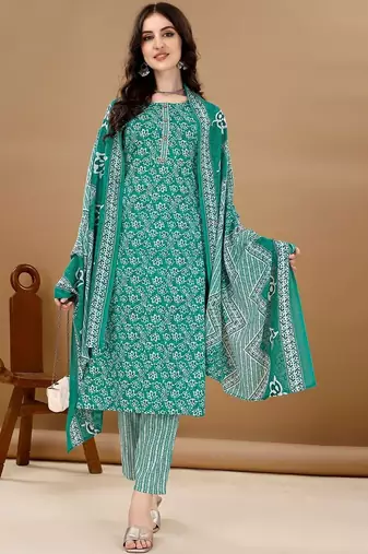 women floral printed kurta with trousers & with dupatta
