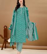 women floral printed kurta with trousers & with dupatta
