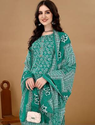 women floral printed kurta with trousers & with dupatta 2