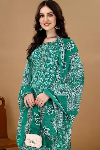women floral printed kurta with trousers & with dupatta