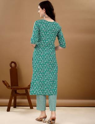 women floral printed kurta with trousers & with dupatta 5