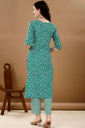 women floral printed kurta with trousers & with dupatta