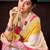 Off white tie and dye embroidered poly chiffon designer bandhani saree