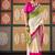 Off white tie and dye embroidered poly chiffon designer bandhani saree