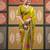 Lime batik embroidered  chiffon designer bandhani saree