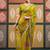 Lime batik embroidered  chiffon designer bandhani saree