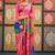 Pink bandhani embroidered  chiffon designer bandhani saree