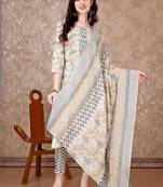 women floral printed kurta with trousers & with dupatta