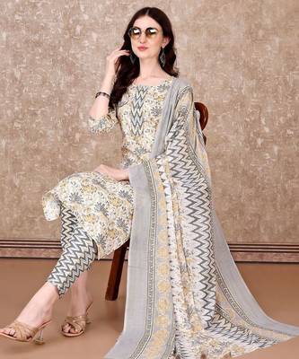 women floral printed kurta with trousers & with dupatta 3