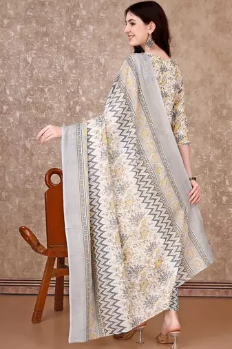 women floral printed kurta with trousers & with dupatta