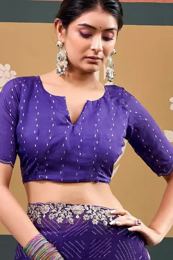 Purple bandhani embroidered  chiffon designer bandhani saree