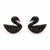 Pave crystal setting, swan silhouette design, stud back closure, women's fashion, black finish