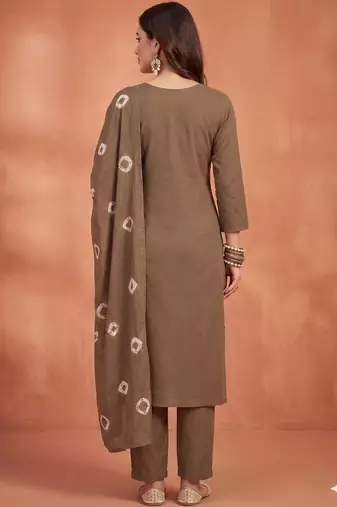 women ethnic motifs embroidered regular thread work kurta with trousers & with dupatta