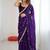 Purple embellished sequinned satin designer saree
