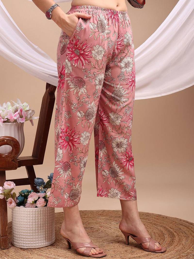 women floral printed regular kurta with palazzos