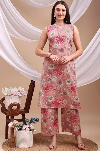 women floral printed regular kurta with palazzos