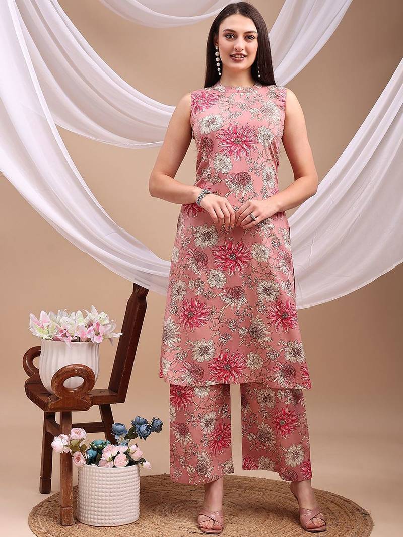 women floral printed regular kurta with palazzos