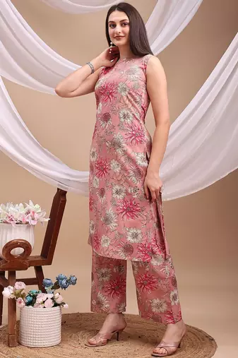 women floral printed regular kurta with palazzos