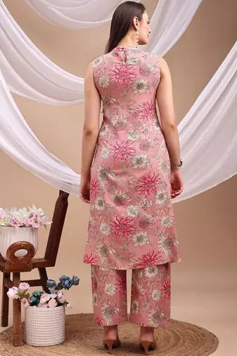 women floral printed regular kurta with palazzos