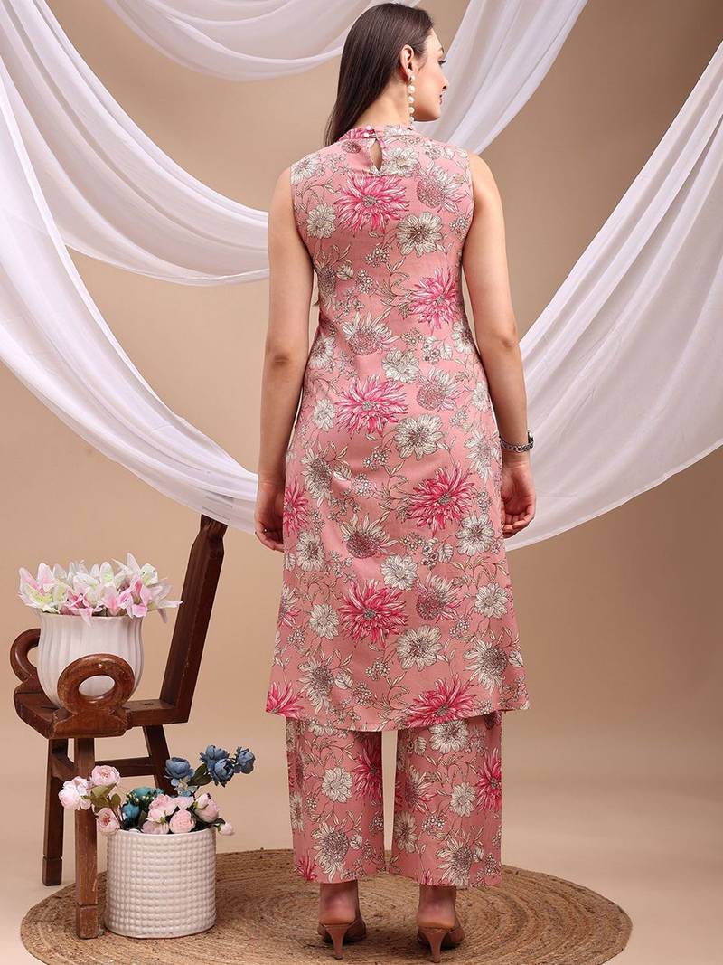 women floral printed regular kurta with palazzos