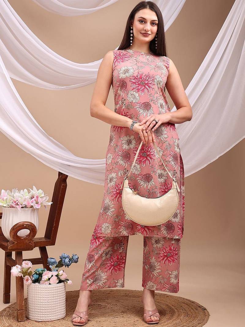 women floral printed regular kurta with palazzos