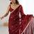 Maroon embellished sequinned satin designer saree