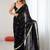 Black embellished sequinned satin designer saree