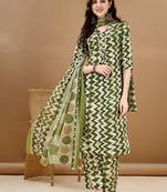 women printed regular kurta with trousers & with dupatta