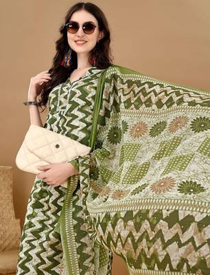 women printed regular kurta with trousers & with dupatta 2