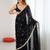Black embellished sequinned satin designer saree
