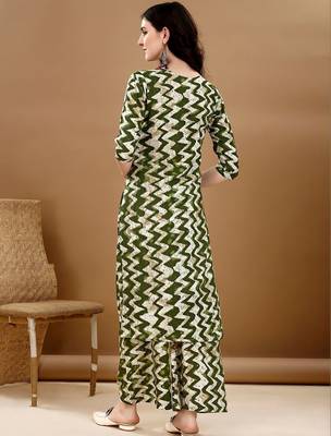 women printed regular kurta with trousers & with dupatta 5
