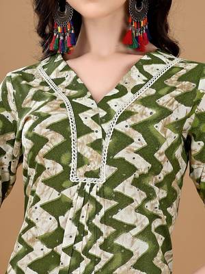 women printed regular kurta with trousers & with dupatta 7