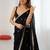 Black embellished sequinned satin designer saree
