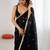 Black embellished sequinned satin designer saree