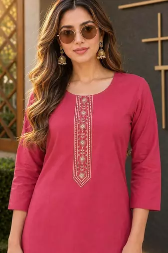 women ethnic motifs embroidered regular thread work kurta with trousers
