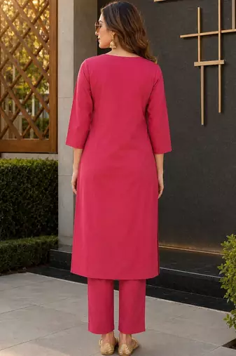 women ethnic motifs embroidered regular thread work kurta with trousers