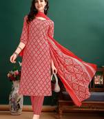 women printed kurta with trousers & with dupatta