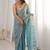 Teal embellished sequinned satin designer saree
