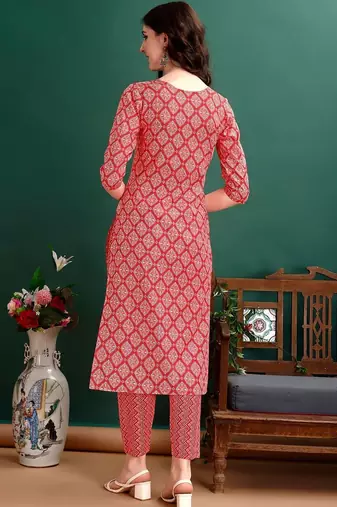 women printed kurta with trousers & with dupatta