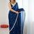 Navy blue embellished sequinned satin designer saree