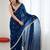 Navy blue embellished sequinned satin designer saree