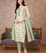 women floral printed kurta with trousers & with dupatta