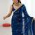 Navy blue embellished sequinned satin designer saree